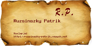 Ruzsinszky Patrik névjegykártya